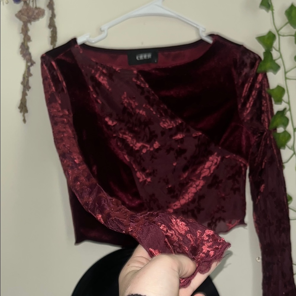 Elegant Velvet Burgundy Top